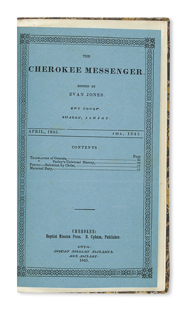 (AMERICAN INDIANS.) The Cherokee Messenger.